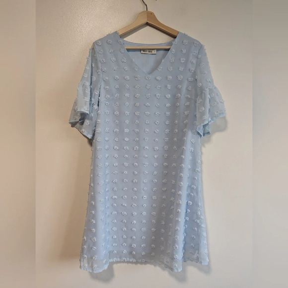 Grace Karin Belle Sleeves Blue Dotted Sun Dress Size Small - Picture 11 of 12